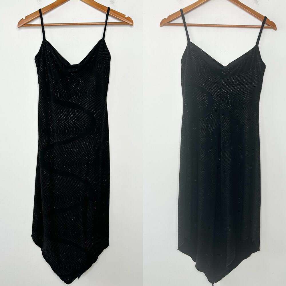 UP FRONT Vintage Y2K Dress Womens Size Medium Whimsigoth Sparkly Asymmetrical